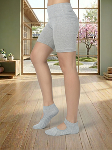 Grey Color Women's Yoga Grip <b>Socks</b> Open Instep Non Slip <b>Silicone</b> Dots Ballet Barre Pilates Ankle Breathable Cotton Footwear - Product Image 2