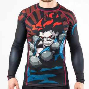 <b>Men</b> Anime Style BJJ Rash Guard <b>Compression</b> <b>Shirt</b> Long Sleeve MMA Grappling Top Polyester Spandex OEM Custom - Product Image 1