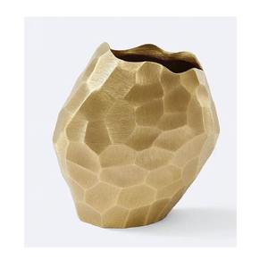 Modern Abstract Sculpture Aluminum Flower Vase Polished <b>Gold</b> Handmade Tabletop Indoor Home Decorative Gifting - Product Image 1