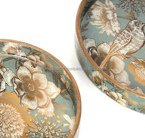 Set de 2 plateaux de service ronds en bois par Artisan Craft - Product Image 5