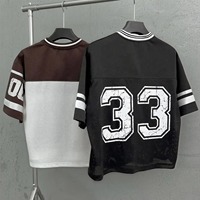 DZ.IGAN STUDIO Maillot de football personnalisable pour homme à col en V et manches courtes en maille respirante, style streetwear oversize, 100% coton