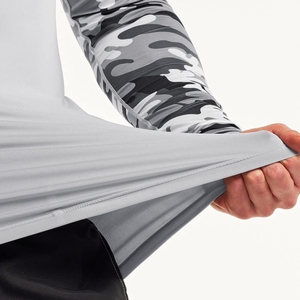 Unisex Full Sleeve Rash Guard Compression <b>Top</b> Gray <b>Camo</b> Print Anti-Uv Breathable 180g Sportswear Athletic Fit - Product Image 5