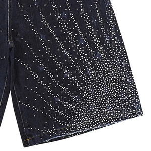 New Arrival High Quality Casual Mid Waist <b>Men</b> Denim Short Jeans Street Wear Custom Logo Solid Color 100% Cotton Elastic Waist - Product Image 3