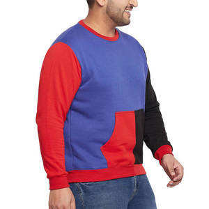 Men's Color Blocking Patchwork Pullover <b>Sweatshirt</b> <b>Crew</b> <b>Neck</b> Raglan Sleeve Casual Knitted Regular Fit Blue Red <b>Black</b> - Product Image 2