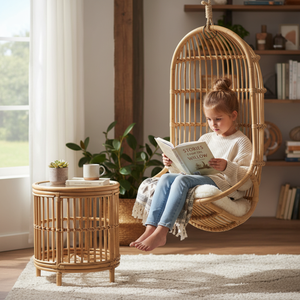 Silla colgante moderna de ratán, silla columpio de mimbre tejida a mano con cojín para interiores, exteriores, balcón, patio, muebles de jardín - Product Image 6