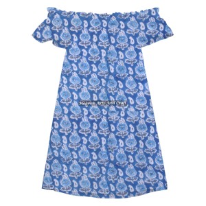 Meilleur Prix Vente Chaude Mode en Gros Robe Épaules Dénudées en Tissu Coton 100% Imprimé à la Main pour Mariage Très Demandée - Product Image 5