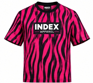 T-shirt sportif rose à imprimé animalier pour homme Index Apparel, manches courtes, col rond, sublimation par transfert - Product Image 1