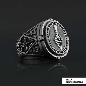 แหวนเมสัน BOJ รุ่น 032 แบบกำหนดเองได้ สำหรับทั้งชายและหญิง แหวนตราประทับฟรีเมสันส่วนบุคคล แหวนตราประทับมาสเตอร์เมสันเท็กซัส สไตล์ฮิปฮอป สีเงิน ราคาประหยัด - Product Image 4