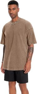 Men's Brown Cotton Crew Neck Short Sleeve Casual <b>T</b>-<b>Shirt</b> Plain Dyed Summer Wear - Product Image 4