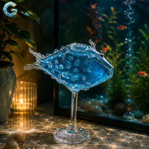 Chope à bière en verre cristal en forme de poisson, 20 cm de hauteur, design moderne, anti-fuite, nouveauté, cadeau fait main pour adultes, vaisselle de fête - Product Image 3