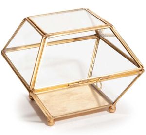 Caja organizadora de joyas de metal y vidrio de lujo para regalo de boda y decoración del hogar con acabado elegante. - Product Image 1