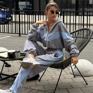 Cardigan zippé et pantalon de sport ajusté |   Ensemble de survêtement décontracté athleisure - Product Image 3