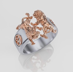 Luxury Lion <b>Ring</b> 925 Sterling <b>Silver</b> Two Tone Gold Animal Design <b>Men</b>’s Statement Jewelry B2B Wholesale <b>Ring</b> - Product Image 2