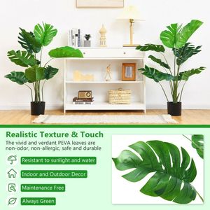 Albero Artificiale di Monstera Deliciosa di 1,2 Metri con 10 Foglie di Diverse Dimensioni - Product Image 6