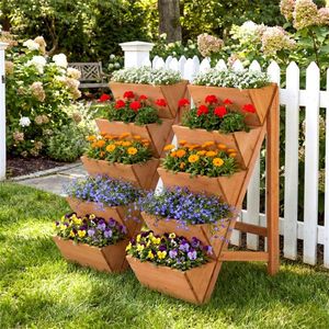 Jardinière Verticale à 5 Niveaux avec Support en PP et Échelle en Bois de Pin pour Légumes, Herbes et Fleurs - Product Image 3