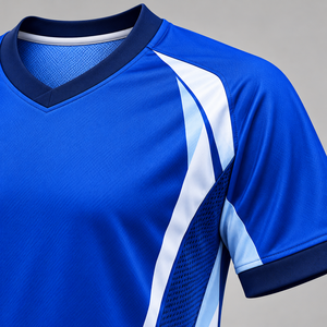 Uniforme de football personnalisable bleu cobalt et blanc, maillot et short de football sublimés avec logo personnalisé - Product Image 4