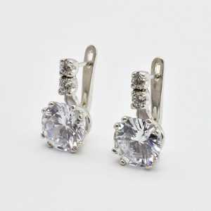 Moissanite Round Diamond Vintage <b>Drop</b> Earrings with 925 Silver Fine Solitaire Jewelry Engagement for Womens Gift - Product Image 1
