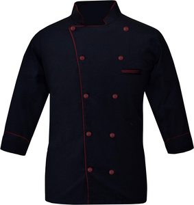 Chaqueta de Chef Unisex Negra de Poliéster con Bordado Artesanal, Manga Larga, Decorativa, para Cocina, Hogar, Regalo, Hotel, Uso Culinario - Product Image 5