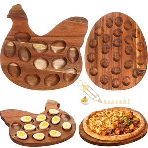 Wooden <b>Egg</b> Holder Tray Hen Shaped <b>Egg</b> Storage Organizer Handcrafted Wood <b>Egg</b> Rack with 12 Individual <b>Egg</b> Cups Serving Tray - Product Image 4