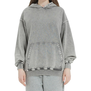 Women's Casual Acid Wash Fleece Hoodies Wholesale Customizable Front Digital Printing Plain Dyed <b>for</b> Winter Season Use OEM - Product Image 1