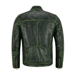 Smart Range Leather Wholesale Mens Vintage Waxed Cafe <b>Racer</b> <b>Jacket</b> Genuine Napa Leather Quilted Moto Biker Style YKK Zips - Product Image 2