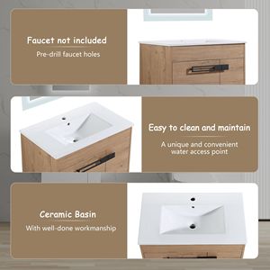 Lavandino da bagno indipendente da 30 pollici con lavello di conversione opzionale 30*18-00330IMO-1(KD-imballaggio) - Product Image 6