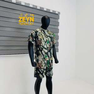 ZEYN Men's Solid Sublimation Breathable High Quality Customizable Suit Shorts <b>Set</b> Crew Neck Quick Dry <b>Knitted</b> 100% Cotton Summer - Product Image 2