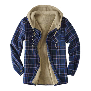Veste en flanelle surdimensionnée à carreaux pour homme, respirante, 100% coton, manches longues, boutonnée, épaisse, personnalisée - Product Image 1