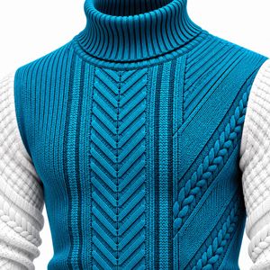 <b>Men's</b> Fashion <b>Turtleneck</b> <b>Sweater</b> Textured Knit Pattern Long Sleeve Apparel Supplier OEM Pattern Sleeve <b>Turtleneck</b> Partner - Product Image 4