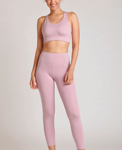 Conjunto de Yoga para Mujer 2026, Color Rosa Sólido, Sujetador Deportivo con Espalda Cruzada, Leggings de Cintura Alta, Sin Costuras, Transpirables, de Spandex con Puntos, 2 Piezas - Product Image 4