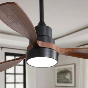 Ventilatore da soffitto in legno massello da 48 pollici a basso profilo con motore silenzioso reversibile, telecomando, luce e 3 pale DC - Product Image 4