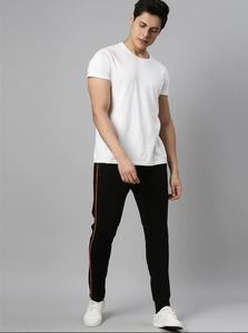Pantalon de survêtement en molleton de coton noir respirant pour homme avec taille élastique et cordon de serrage, décontracté, pour l'hiver - Product Image 5