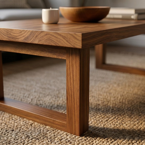 Table basse artisanale en bois de noyer massif, design rustique moderne, pour salon, bureau à domicile, mobilier de salon - Product Image 6