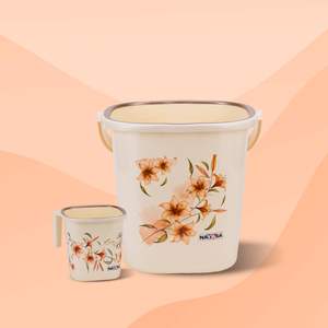 Juego de Cubos de Plástico para Baño, Cubo y Taza de 25 Litros y 1.5 Litros, Juego de 2 Accesorios de Baño, Color Blanco - Product Image 5