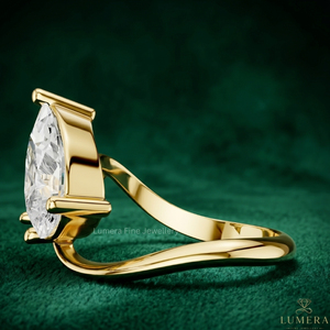 Anillo de Compromiso de Lujo con Diamante Cultivado en Laboratorio con Corte de Pera para Mujer |   Anillo Abierto de Oro Sólido 9KT/10KT/14KT/18KT, Certificado IGI, 2.5-3.5 - Product Image 2