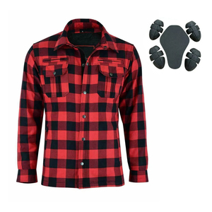 Red Black Checkered Protective Motorcycle Flannel <b>Shirt</b> % Cotton Lining Removable CE Armored Pads Plus Size <b>Flame</b>-Retardant - Product Image 1
