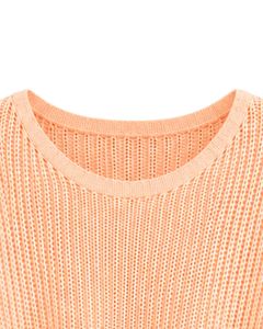 Pull court tricoté ample pour femme Peach, coupe décontractée, manches courtes, léger et respirant, idéal pour l'été - Product Image 6