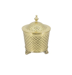 Elegant Silver Finish Metal Dry Fruit <b>Holder</b> with Contemporary Cylindrical Shape for Modern Home Styling - Product Image 2