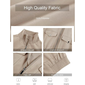 <b>Women</b>’s Cropped Bomber <b>Jacket</b>, Lightweight <b>Zip</b>-<b>Up</b> Short <b>Jacket</b>, Casual Stand Collar Coat for Fall and Everyday Wear - Product Image 6