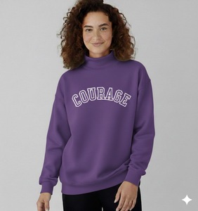 Sweat-shirt en molleton French Terry à col montant brodé pour femme, polyester/coton, séchage rapide, respirant, hiver - Product Image 3