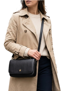 Sac fourre-tout noir en cuir véritable texturé, sac à bandoulière minimaliste pour femme, idéal pour le quotidien - Product Image 3