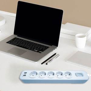 Regleta de enchufes de 5 tomas con 2 USB y 1 puerto TYPE-C, cargadores para el hogar/oficina, serie NOVA, 2m, enchufe europeo, cable de extensión para mesa, gran venta. - Product Image 4