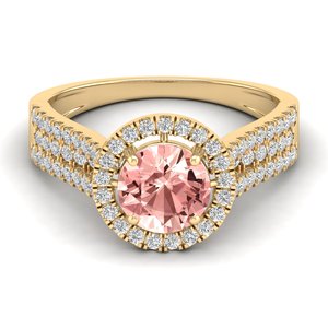Anillos de Compromiso REYES de Oro Rosa de 14K con Morganita de Primera Calidad, Anillos de Boda para Mujer, Anillos de Diamantes, Joyería de Perlas - Product Image 6