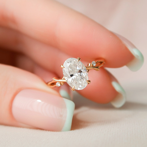 แหวนเพชรทรงรีสั่งทำพิเศษ แหวนหมั้น ชุบทอง 14K เครื่องประดับโรแมนติกสำหรับผู้หญิง - Product Image 1