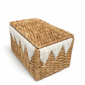 REINA Handwoven Water Hyacinth Storage <b>Box</b> With Lid Natural Woven Organizer Basket Home Decor Eco Friendly - Product Image 1