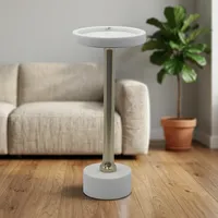 Socle en marbre blanc avec finition laiton, support de présentation, base ronde, centre de table pour la décoration intérieure