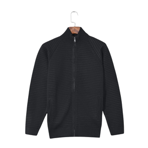 <b>Mens</b> Full Zip Knit Sweater Mock Neck <b>Long</b> Sleeve Ribbed <b>Cardigan</b> Warm Autumn Winter Jacket Casual Regular Fit 100% Cotton - Product Image 1