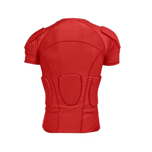 Camiseta de Compresión Acolchada Roja para Hombre, Camiseta Deportiva de Fútbol Americano, Capa Base Protectora, Ajustada, Manga Corta, Color Sólido, para Todas las Temporadas - Product Image 4