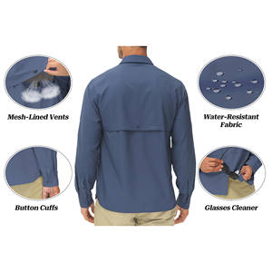 Chemise de randonnée pour homme, tissu confortable et respirant, chemise de pêche à séchage rapide, motif uni, chemise de randonnée pour homme - Product Image 2