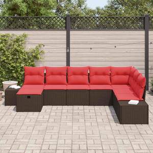 Brown Poly Rattan Garden <b>Sofa</b> <b>Set</b> With Cushion Outdoor Furniture Contemporary Style - Product Image 3